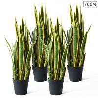 SOGA 4X 70cm Artificial Indoor Yellow Edge Tiger Piran Fake Decoration Tree Flower Pot Plant