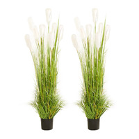 SOGA 2X 120cm Green Artificial Indoor Potted Reed Grass Tree Fake Plant Simulation Decorative