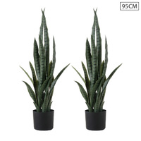 SOGA 2X 95cm Artificial Indoor Snake Sansevieria Plant Fake Decoration Tree Flower Pot