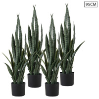 SOGA 4X 95cm Artificial Indoor Snake Sansevieria Plant Fake Decoration Tree Flower Pot