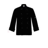 LIGHTWEIGHT EXECUTIVE LONG SLEEVE CHEFS JACKET WITH PRESS STUDS BLACK