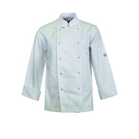 LIGHTWEIGHT EXECUTIVE LONG SLEEVE CHEFS JACKET WITH PRESS STUDS WHITE