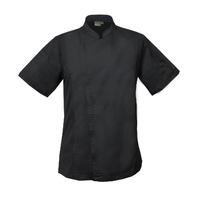 LIGHTWEIGHT SLIMMER FIT FRONT ZIP CLOSURE CHEFS JACKET BLACK