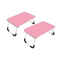SOGA 2X Pink Portable Bed Table Adjustable Foldable Bed Sofa Study Table Laptop Mini Desk Breakfast Tray Home Decor