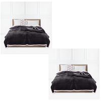 SOGA 2X Dark Grey Throw Blanket Warm Cozy Double Sided Thick Flannel Coverlet Fleece Bed Sofa Comforter