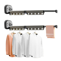 SOGA 2X  93.2cm Wall-Mounted Clothing Dry Rack Retractable Space-Saving Foldable Hanger