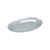 Platter-Oval - Stainless Steel 400mm Rolled Edge