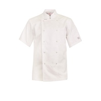 LIGHTWEIGHT EXECUTIVE SHORT SLEEVE CHEFS JACKET WITH PRESS STUDS White