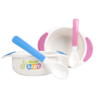 Decor Baby Bowl & Spoon Set - Pink & Blue