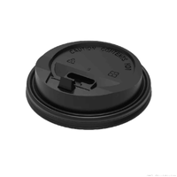 PakMax BLACK 80mm PS Plastic Coffee Cup Enclosure Lid
