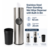 Stainless Steel Antibacterial Wipes Dispenser with Bin