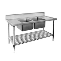 DSB6-1200C/A  Double Centre Sink Bench with Pot Undershelf 