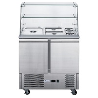 FED-X Two Door Salad Prep Fridge with Glass Top - XS900GC