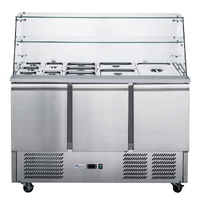 FED-X Three Door Salad Prep Fridge with Glass Top - XS903GC