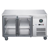 FED-X Two Glass Door Bench Fridge Stainless Steel - XUB6C13G2V