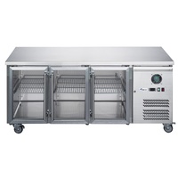 FED-X Three Glass Door Bench Fridge Stainless Steel - XUB6C18G3V