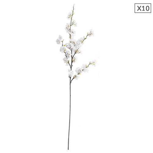 SOGA 10X Artificial Silk Flower Fake Cherry Blossom Bouquet Table Decor White