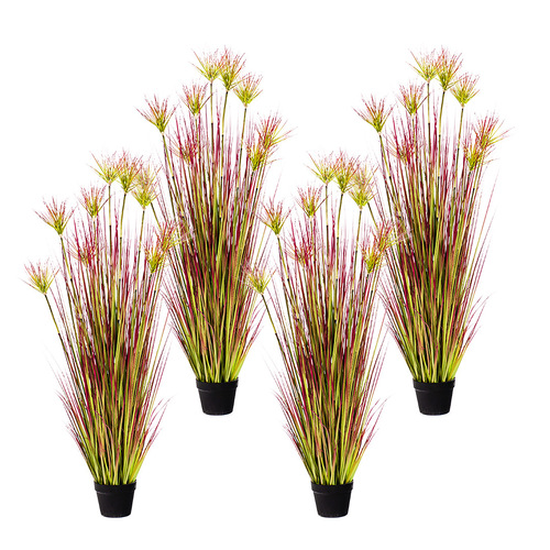 SOGA 4X 150cm Purple-Red Artificial Indoor Potted Papyrus Plant Tree Fake Simulation Decorative