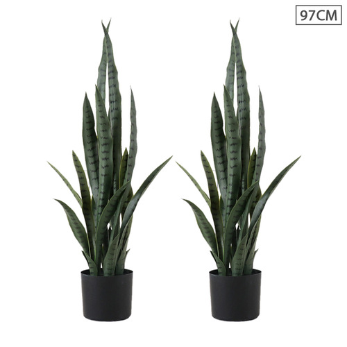 SOGA 2X 97cm Artificial Indoor Snake Sansevieria Plant Fake Decoration Tree Flower Pot