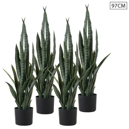 SOGA 4X 97cm Artificial Indoor Snake Sansevieria Plant Fake Decoration Tree Flower Pot