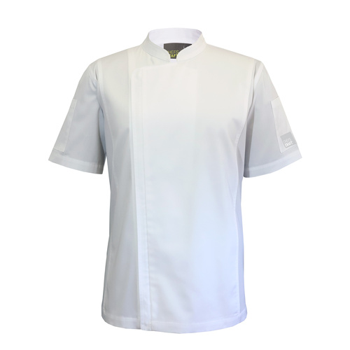LIGHTWEIGHT SLIMMER FIT FRONT ZIP CLOSURE CHEFS JACKET WHITE