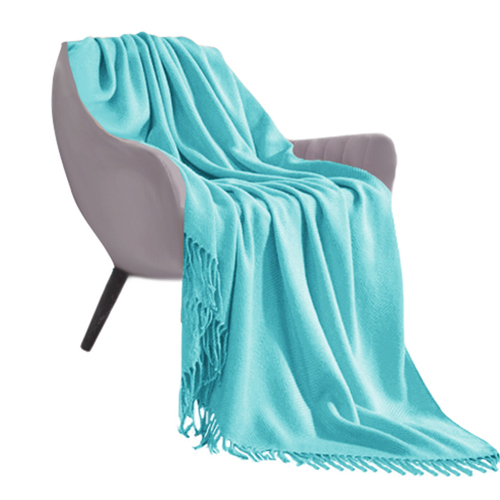 SOGA Teal Acrylic Knitted Throw Blanket Solid Fringed Warm Cozy Woven Cover Couch Bed Sofa Home Decor