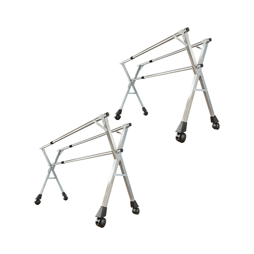 SOGA 2X 1.6m Portable Standing Clothes Drying Rack Foldable Space-Saving Laundry Holder with Wheels