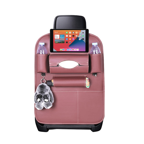 SOGA PVC Leather Car Back Seat Storage Bag Multi-Pocket Organizer Backseat and iPad Mini Holder Coffee