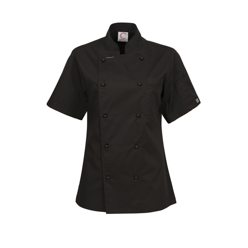ChefsCraft Exec Lightweight Ladies Chef Jacket S/S Black [Size: 6]