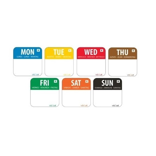 Removable Day of the Week Labels 25mm - Set