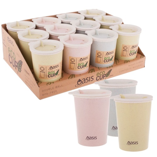 Oasis 300ml Double Wall Eco Cup - Assorted Colours x 12