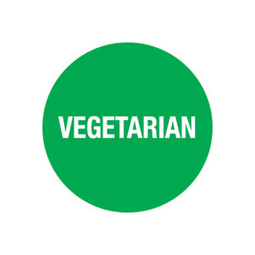 Removable Label 24mm Circle 'Vegetarian'- Green