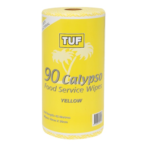Tuf Calypso Food Service Wipes Roll 90 Sheets - Yellow 