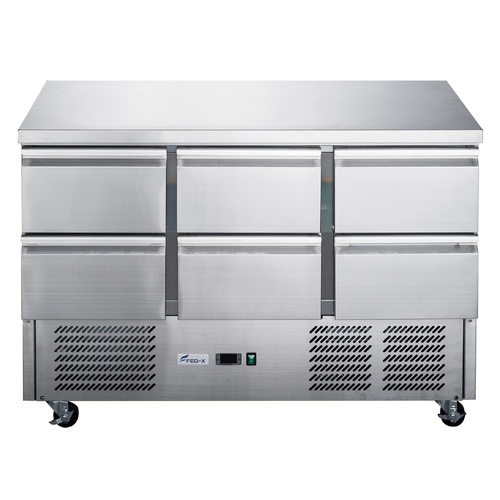 FED-X Six Drawer Compact Workbench Fridge - XGNS1300-6D