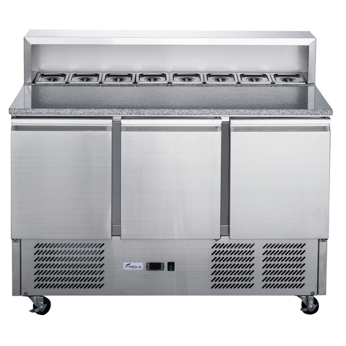 FED-X Three Door Salad Prep Fridge with Marble Top - XGNS1300E