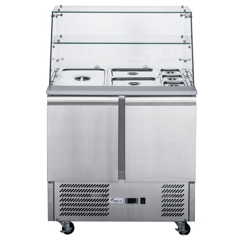 FED-X Two Door Salad Prep Fridge with Glass Top - XS900GC